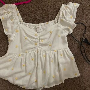 White Floral Women Top